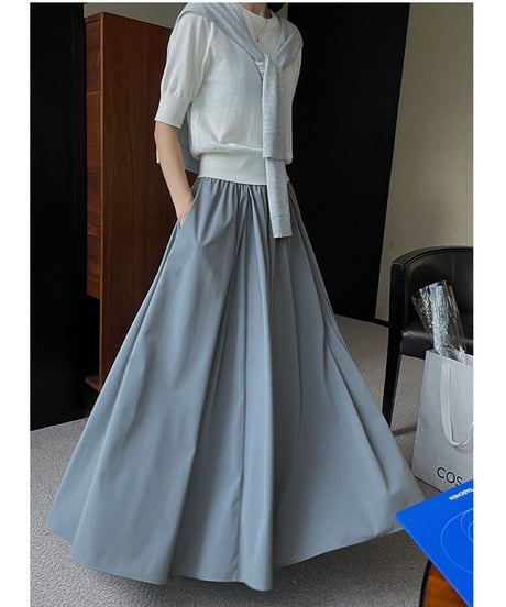 tuck flare maxi skirt/3color
