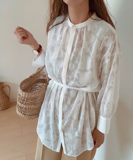 2way sheer jacquard shirt/2color