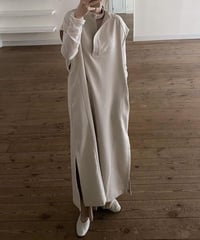 Key neck long dress/3color