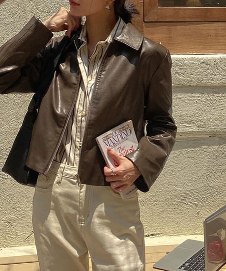 eco leather fastener jacket/2color