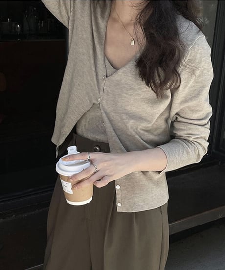 knit camisole & cardigan ensemble /4color