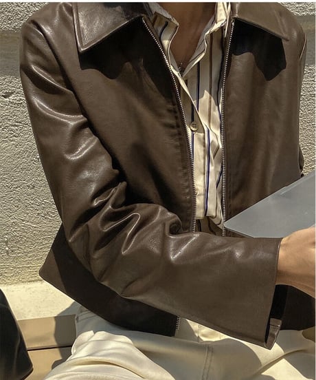eco leather fastener jacket/2color