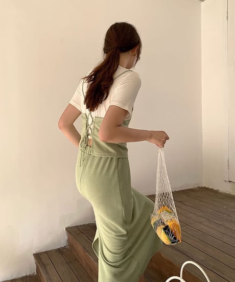 back lace up set up dress(上)/4color
