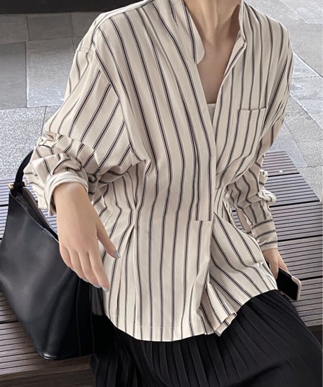 waist shape stripe shirt
