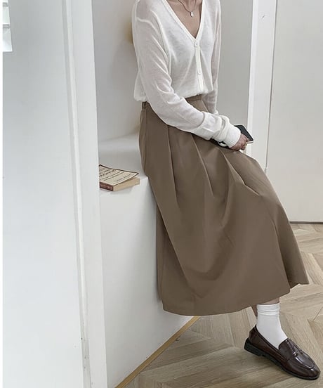front box pleats skirt/2color