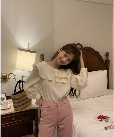 frill collar blouse/2color