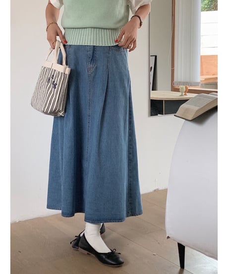 denim flare skirt