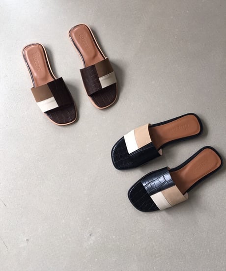 patchwork design sandal/2color