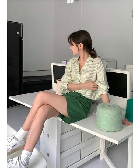stripe over shirt/3color