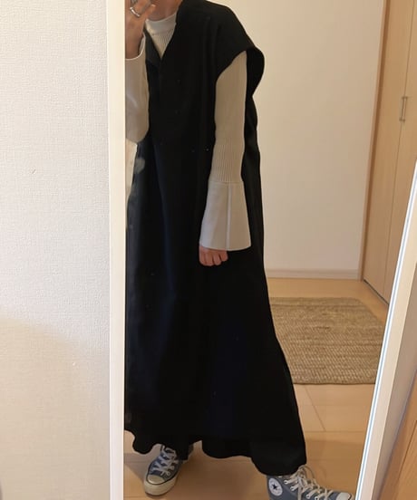 Key neck long dress/3color