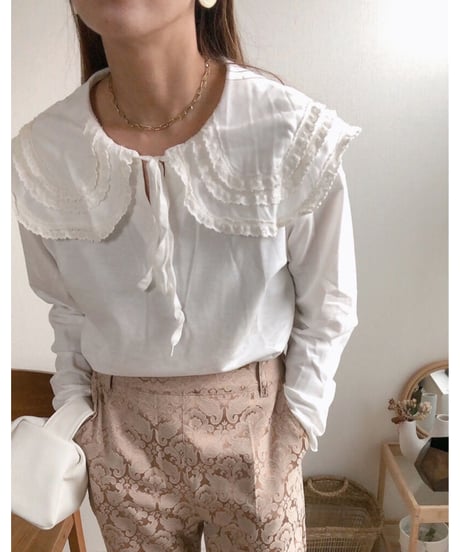 [ OUTLET]satin jacquard flare pants/2color