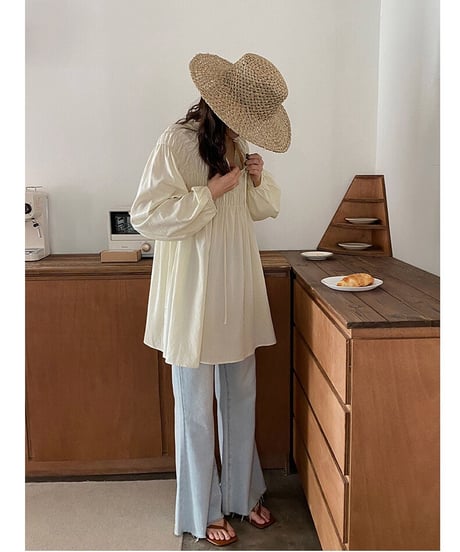 shirring gather tunic/2color