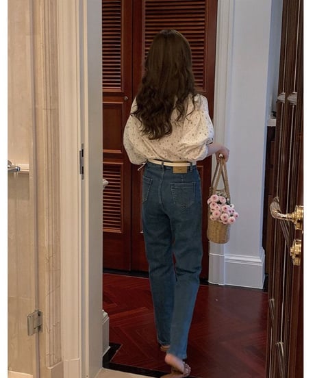front pocket semi flare denim/2color