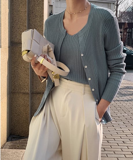 [OUTLET]rib ensemble like tops/2color