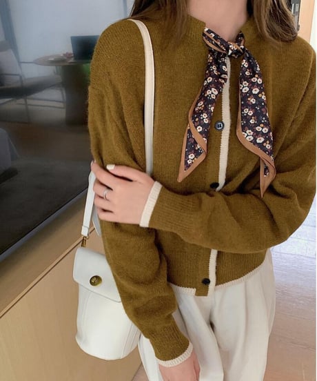 [OUTLET]scarf knit cardigan/3color
