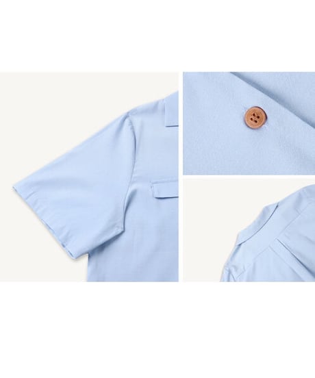 open collar half sleeve shirt/3color