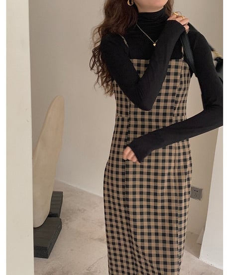 check camisole dress/2color