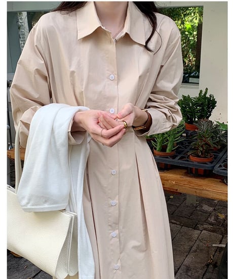 waist tuck shirt dress/3color
