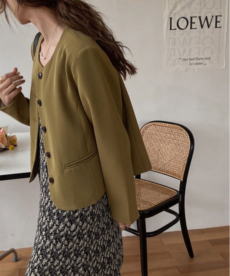no collar button jacket/3color