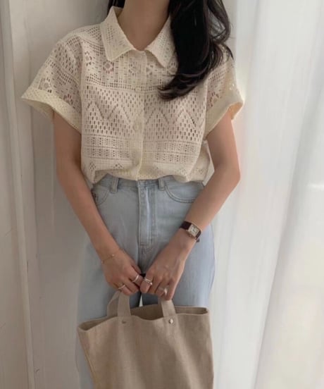 lace summer shirts/2color(ネコポス)