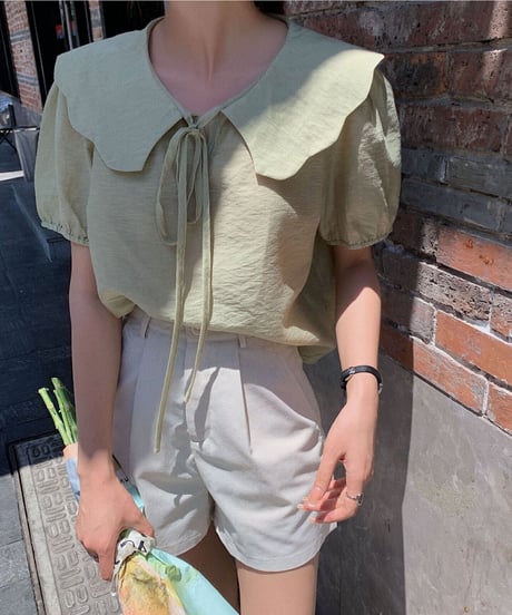 design collar ribbon blouse/3color