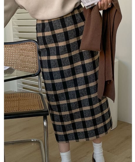 check medium skirt/2color