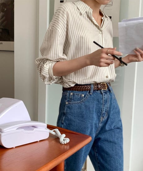 stripe over shirt/3color