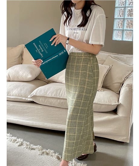 （linen 100%）linen check SET UP(下)/2color