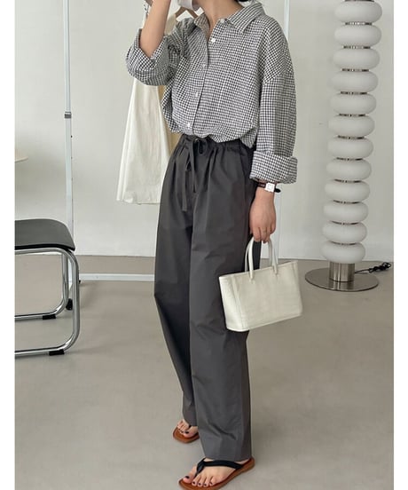 gingham check daily shirt/2color