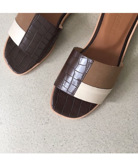 patchwork design sandal/2color