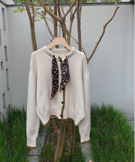 [OUTLET]scarf knit cardigan/3color