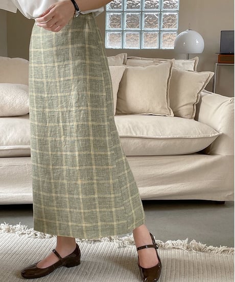 （linen 100%）linen check SET UP(下)/2color