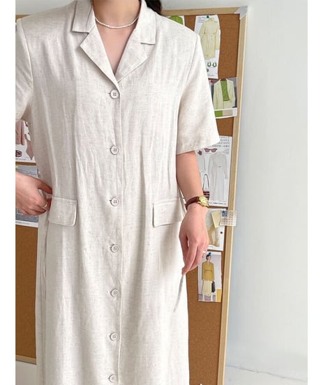linen shirt dress/2color