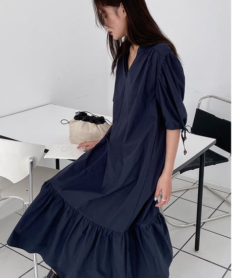 V neck long dress/3color