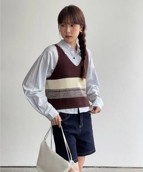 color block knit tops/2color(ネコポス)