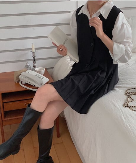 asymmetry vest one-piece/2color
