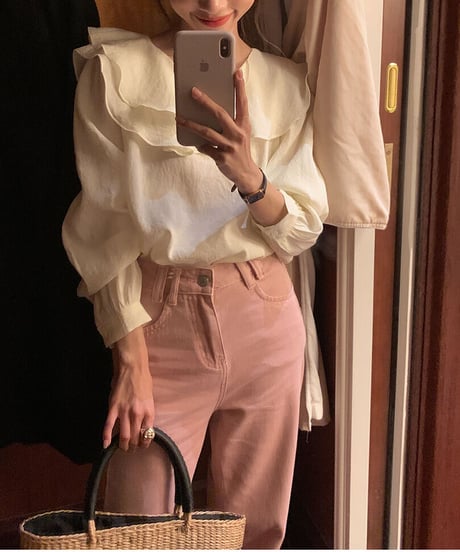 frill collar blouse/2color