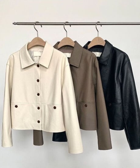 eco leather basic jacket/3color
