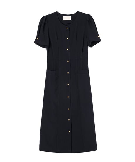 front button classic dress(half sleeve)/2color