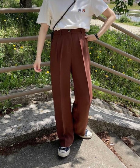 [OUTLET]color center press slacks/2color
