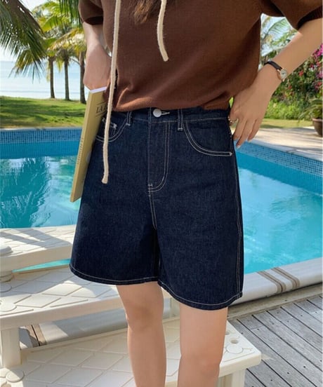 indigo short denim pants