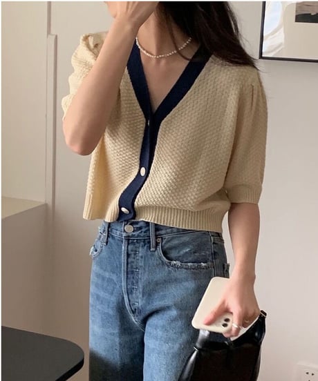 double color summer cardigan(half sleeve)/2color