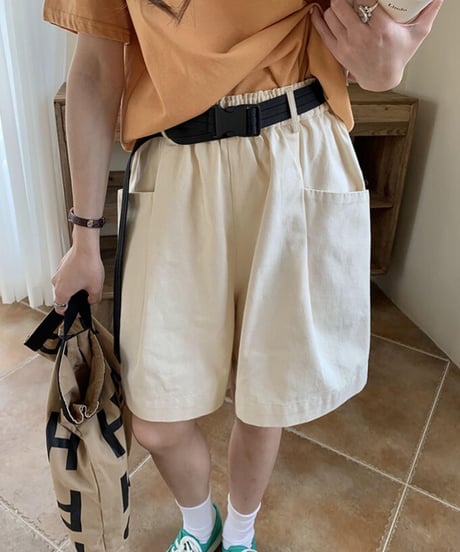 half work pants & belt/3color