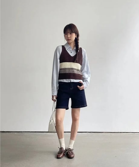 color block knit tops/2color(ネコポス)