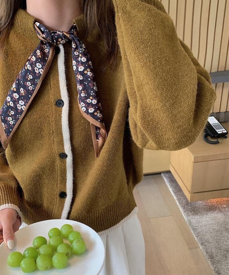 [OUTLET]scarf knit cardigan/3color