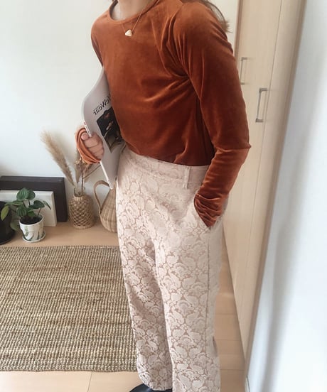 [ OUTLET]satin jacquard flare pants/2color