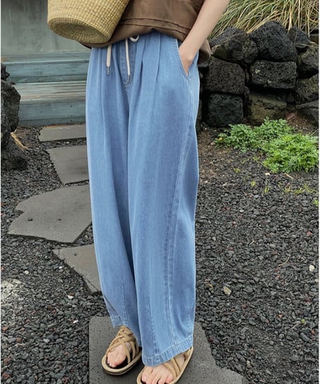 relax wide denim pants/2color