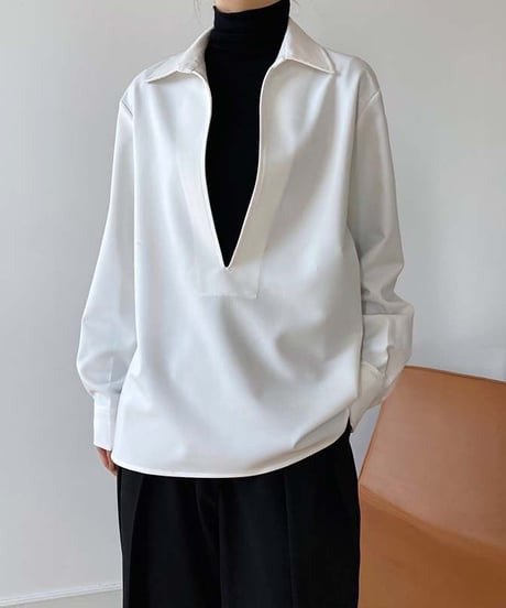 [OUTLET]deep neck pullover/2color