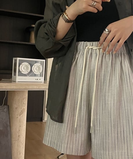 linen stripe short pants