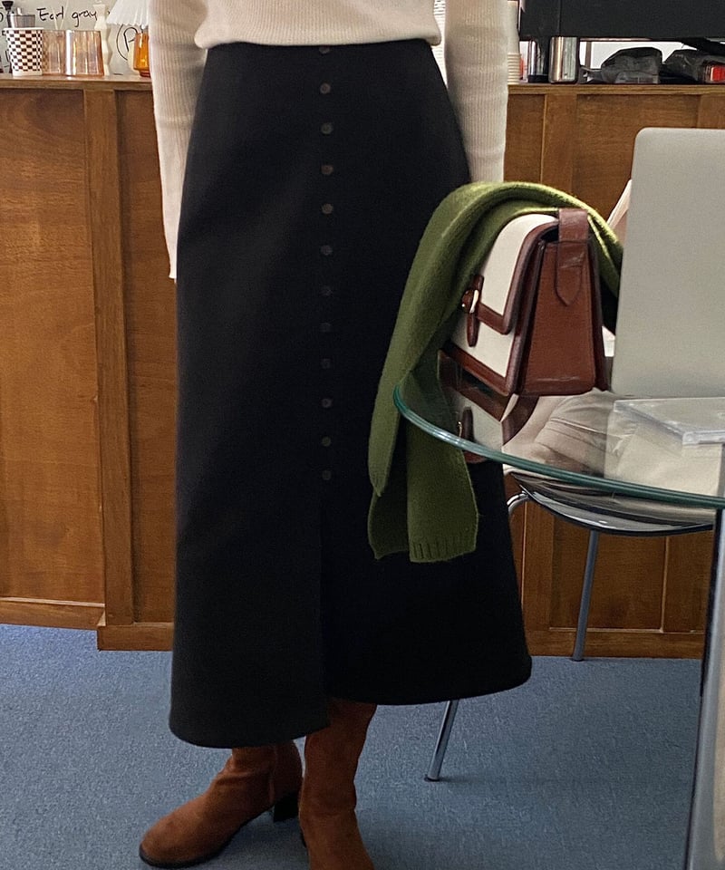 front button skirt/2color | as.style